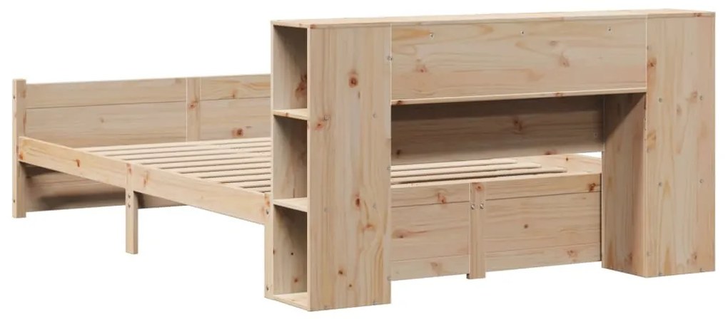 Cama com estante sem colchão 140x190 cm pinho maciço