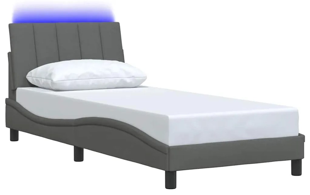 Estrutura de cama sem colchão 90x190 cm tecido cinzento-escuro