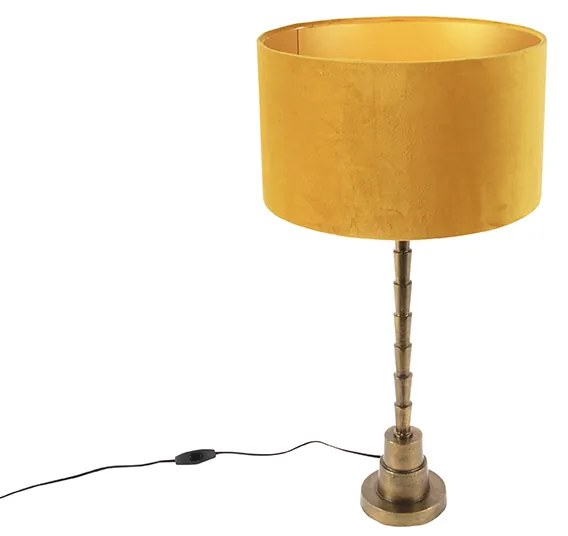 Candeeiro de mesa Art Deco com abajur de veludo amarelo 35 cm - Pisos
