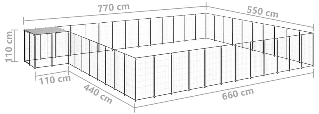 Canil 37,51 m² aço preto