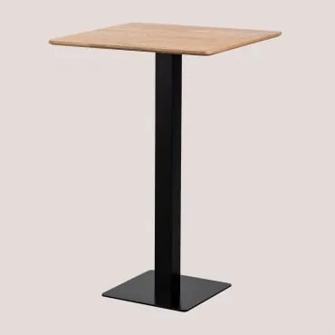 Mesa Alta De Bar Quadrada Em Chapa De Freixo Espresso ↔︎ 70 Cm & Preto - Sklum