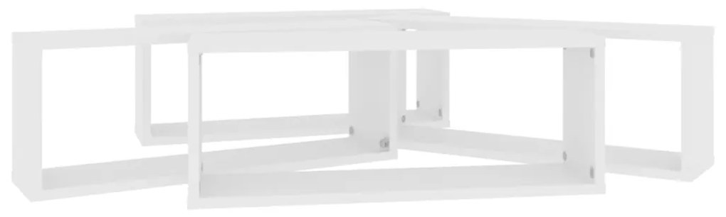 Prateleiras parede forma de cubo 4pcs contr. 60x15x23 cm branco