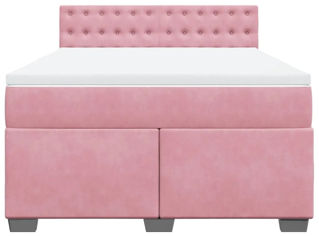 Cama com molas/colchão 140x200 cm veludo rosa