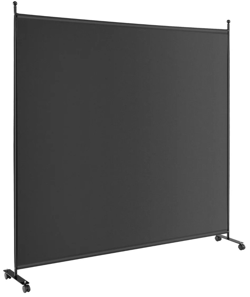 Biombo Divisória de ambientes 184 x 30 x 184 cm com painel único, tela de privacidade larga com rodas bloqueáveis Preto