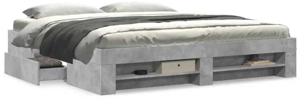 Estrutura de cama 200x200 cm derivados de madeira cinza cimento