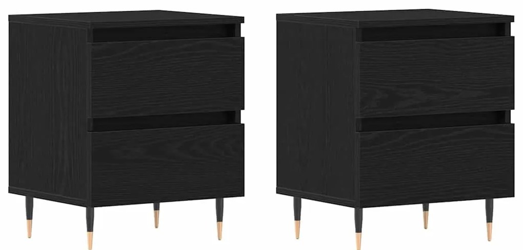 Camas de Cabeceira vidaXL 2 pcs Preto Carvalho 40x35x50 cm Madeira de