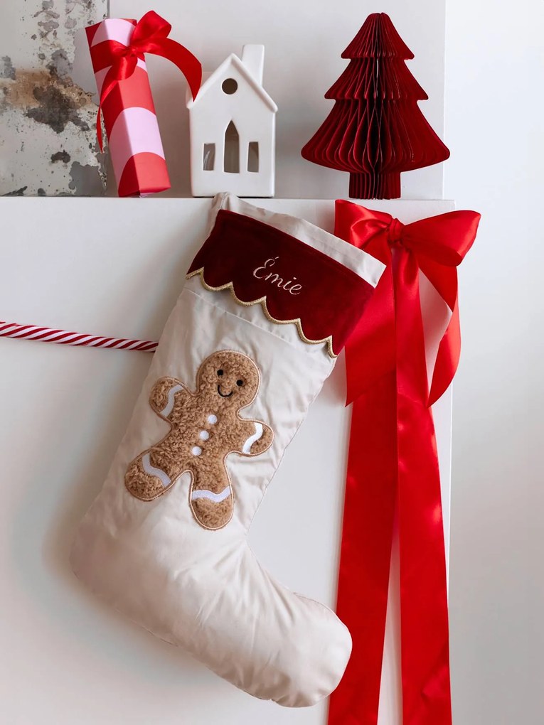 Meias de Natal Boneco de gengibre  bege