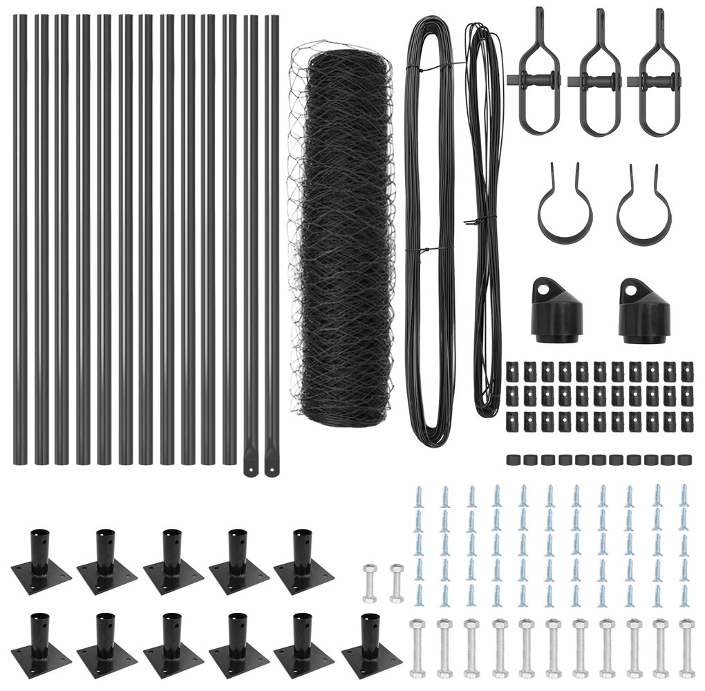 Conjunto de Cercas Conjunto de 2 Cinza Aço 25 x 0.5 m Durável