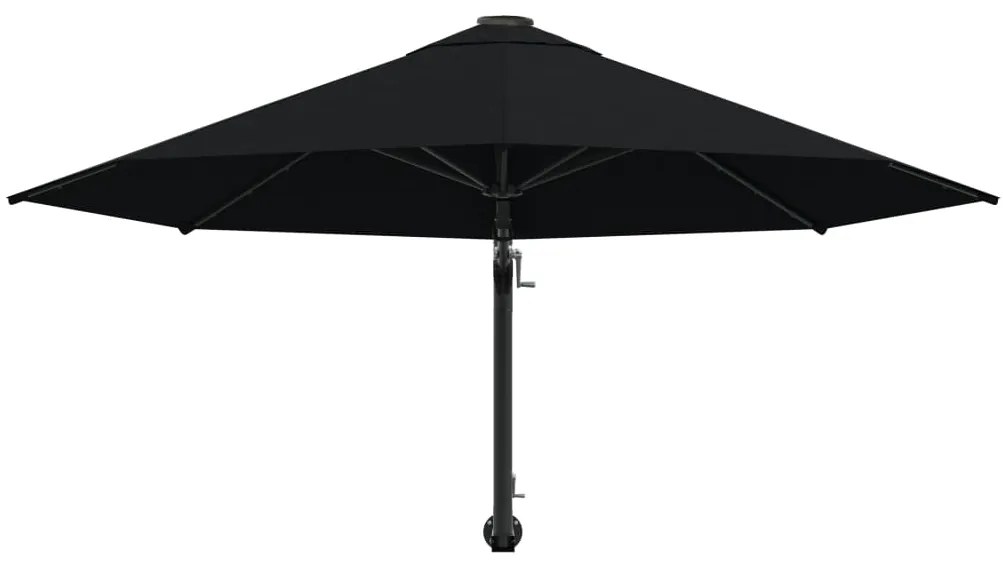 Guarda-sol de montar na parede com mastro metálico 300 cm preto