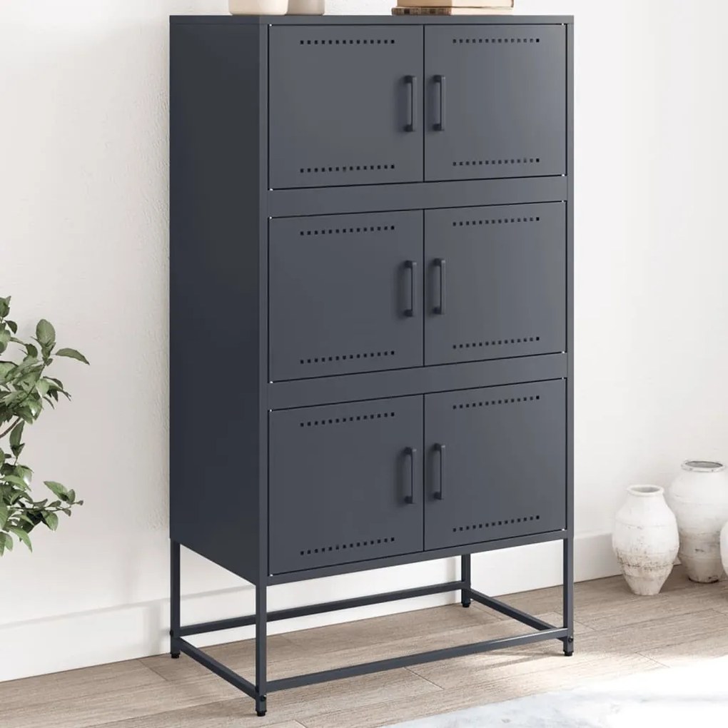 vidaXL Aparador 68,5x38,5x123,5 cm aço antracite