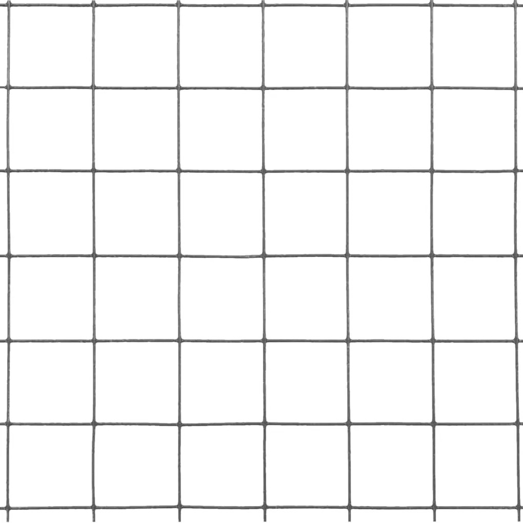 Cerca arame galinheiro 10x1 m aço c/ revestimento PVC cinzento