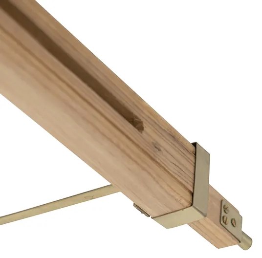 Candeeiro de pé rústico tripé em madeira com latão antigo - Cortin