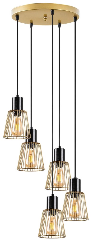 Chandelier Kemtel – Dourado Brilhante – 48 x 48 x 115 cm