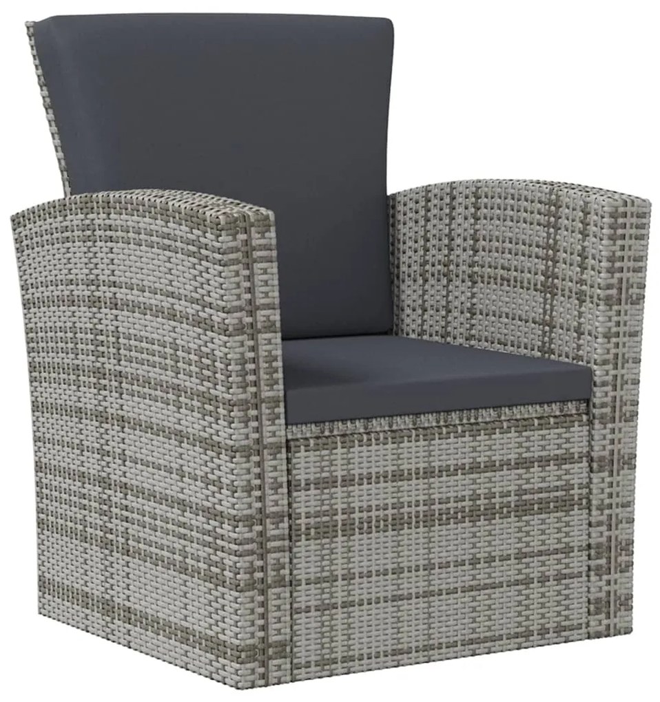 8 pcs conjunto lounge de jardim c/ almofadões vime PE cinzento