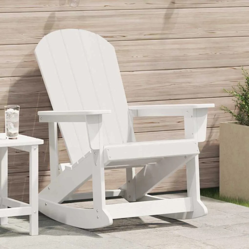 vidaXL Cadeira de balanço Adirondack Branca da 73,5x92x90 cm HDPE