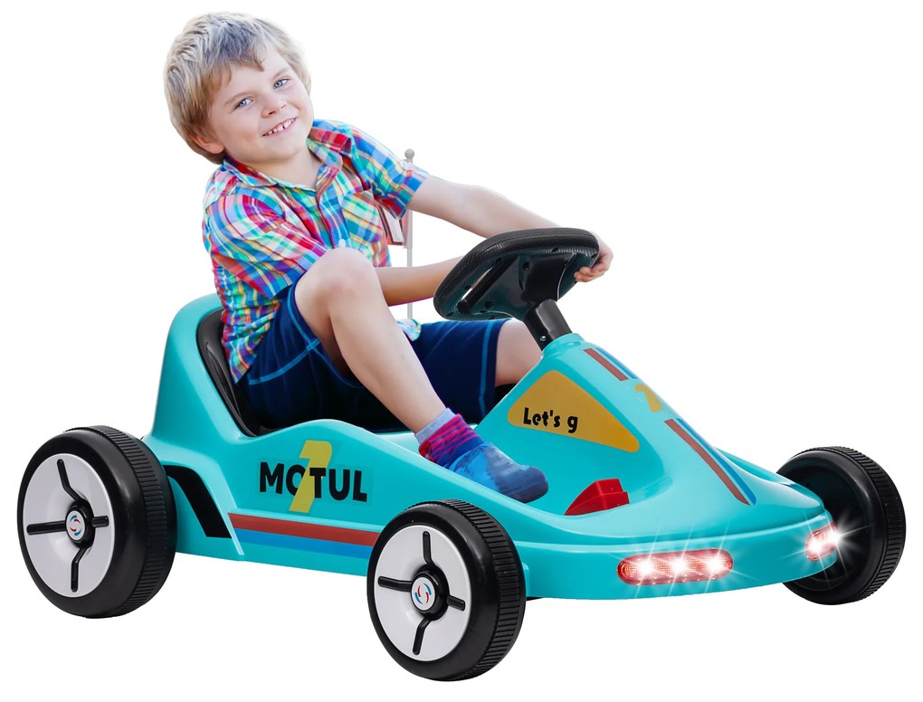 Kart Elétrico 6V para Crianças acima de 3 Anos com Música Luz Buzina Cinto de Segurança Carga 50 kg  85x70x45 cm Azul