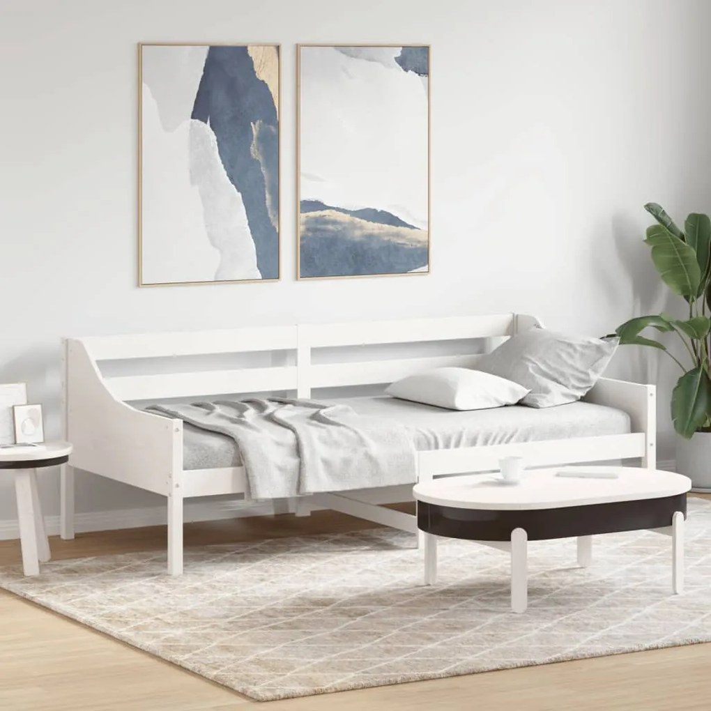 Cama dia sem colchão branco 100x200 cm pinho de madeira maciça