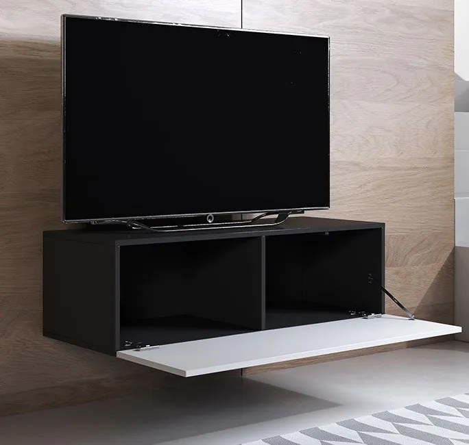 Conjunto de Móveis de Sala Rio Mau – 1,6 m – Modular em Preto e Branco
