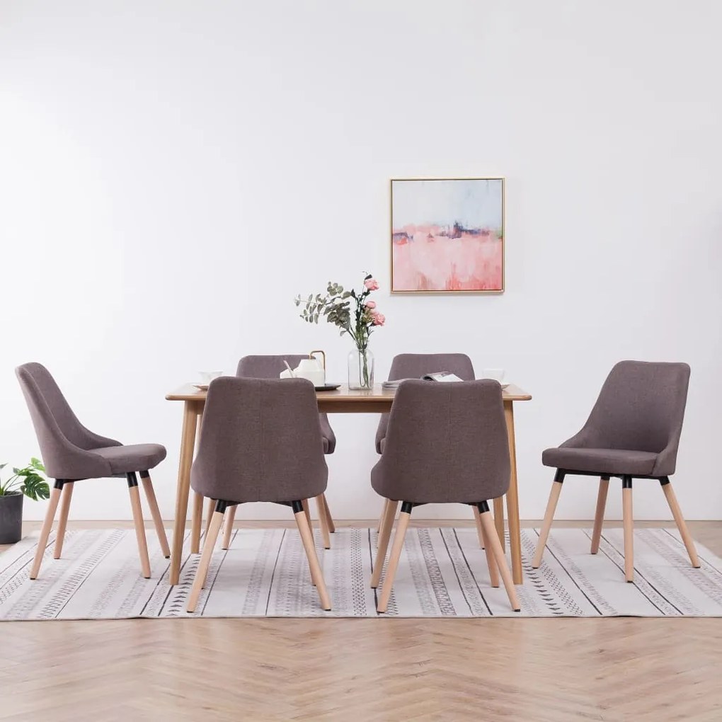 vidaXL Cadeiras de jantar 6 pcs tecido cinzento-acastanhado