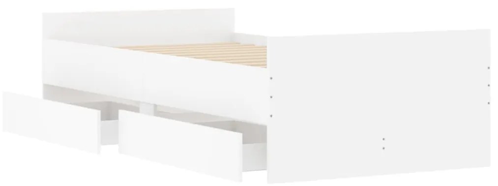 Estrutura cama de solteiro pequena c/ gavetas 75x190 cm branco