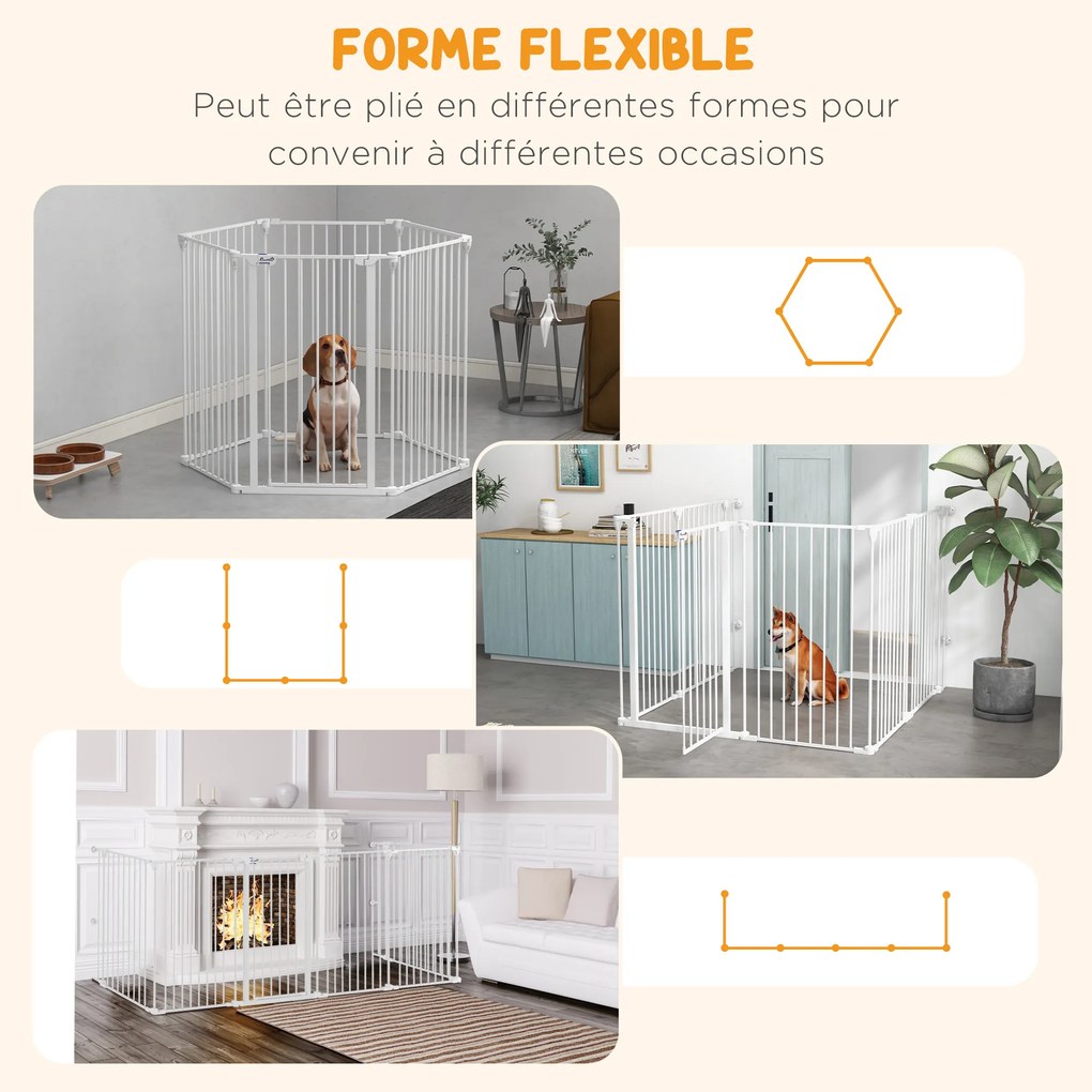 Parque para Cães e Barreira de Segurança, 123 x 102 x 100 cm, Dobrável e Modular, Branco