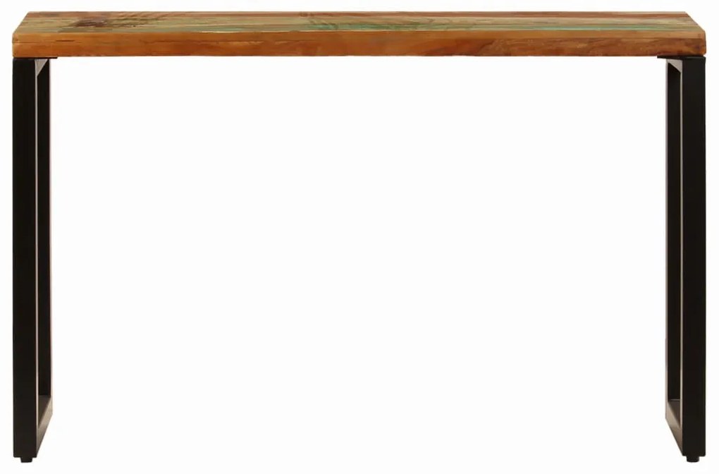 Mesa consola 120x35x76 cm madeira recuperada maciça e aço