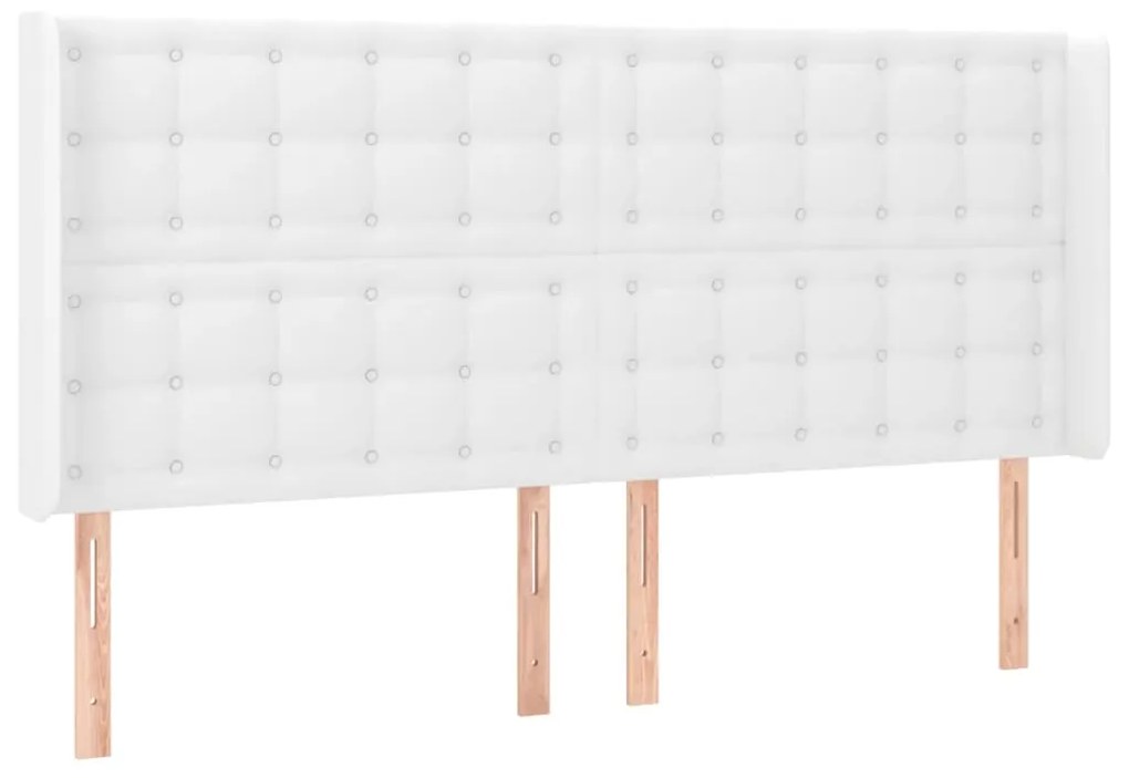 Cama box spring c/colchão/LED 200x200cm couro artificial branco