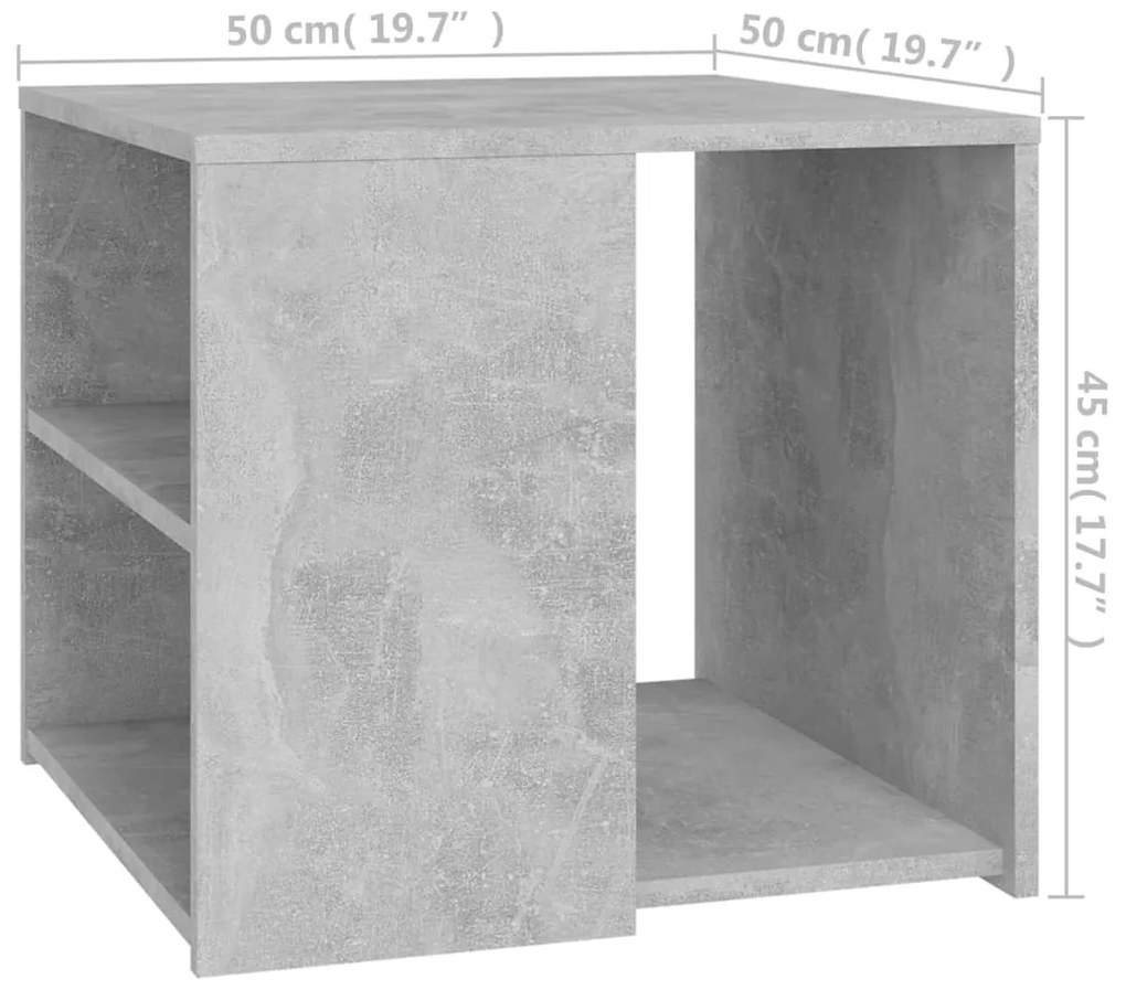 Mesa de apoio 50x50x45 cm derivados de madeira cinzento cimento
