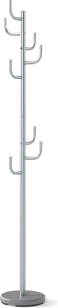 Cabide Cactus 8 Ganchos Base Pesada Extremidades Curvas 2 Alturas Ajustáveis Metal para Entrada Quarto 175 cm Cinza Prateado