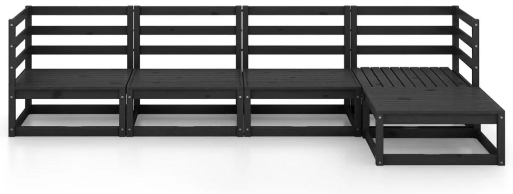 5 pcs conjunto lounge de jardim pinho maciço preto