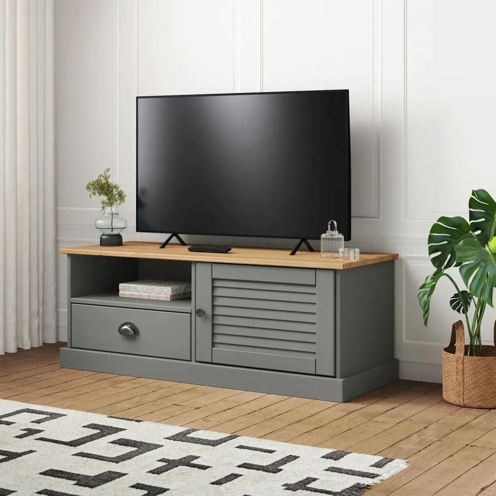Móvel de TV Salamanca de 106 cm em Madeira Maciça - Cinzento - Design