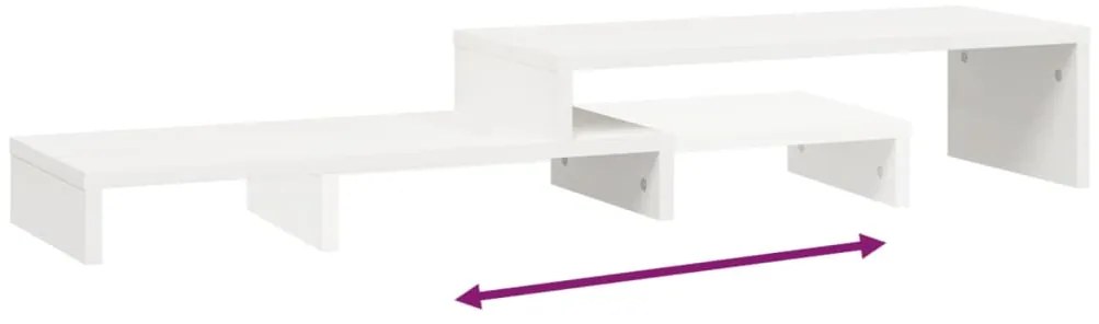 Suporte para monitor (52-101)x22x14 cm pinho maciço branco