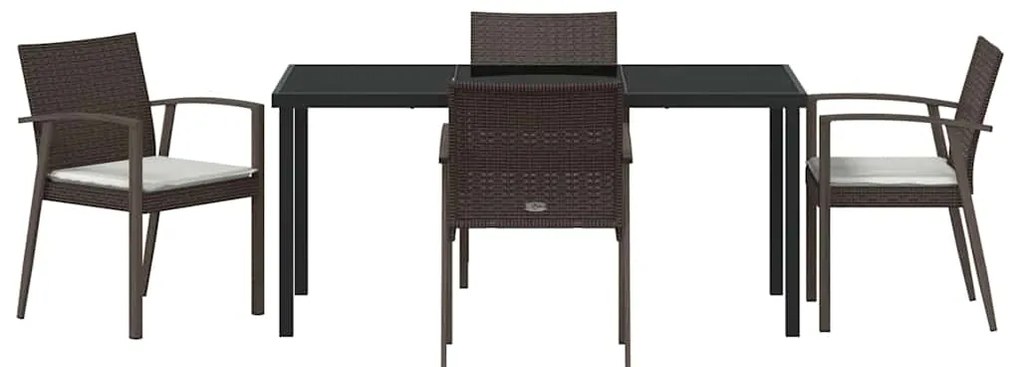 Conjunto de Jantar de Jardim com 5 Peças e Almofadas - Castanho em Pol