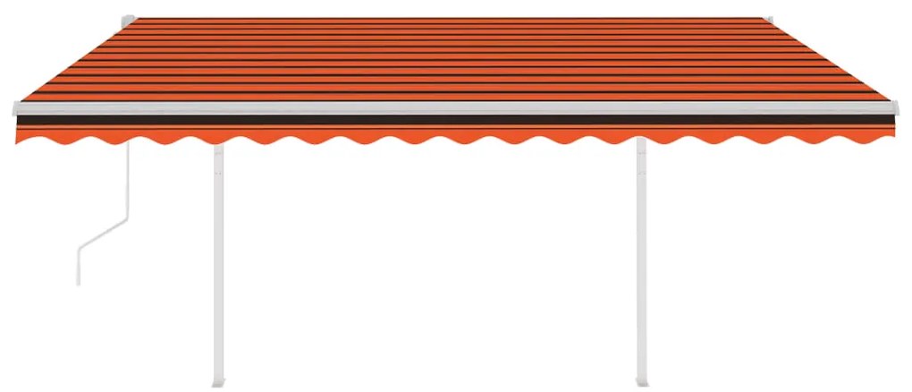 Toldo retrátil automático com postes 4x3,5 m laranja e castanho