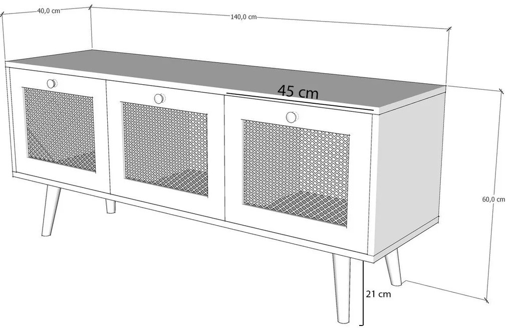 Móvel TV Likya – Carvalho – 140 cm x 60 cm x 40 cm