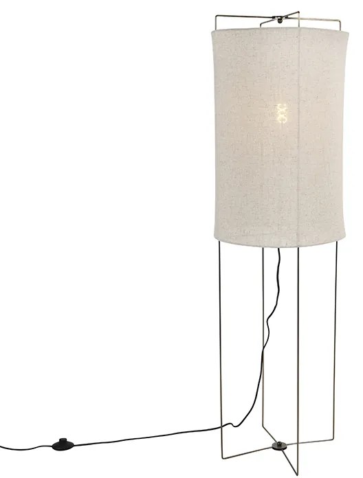 Candeeiro de pé design com cúpula em linho bege - Rich Design