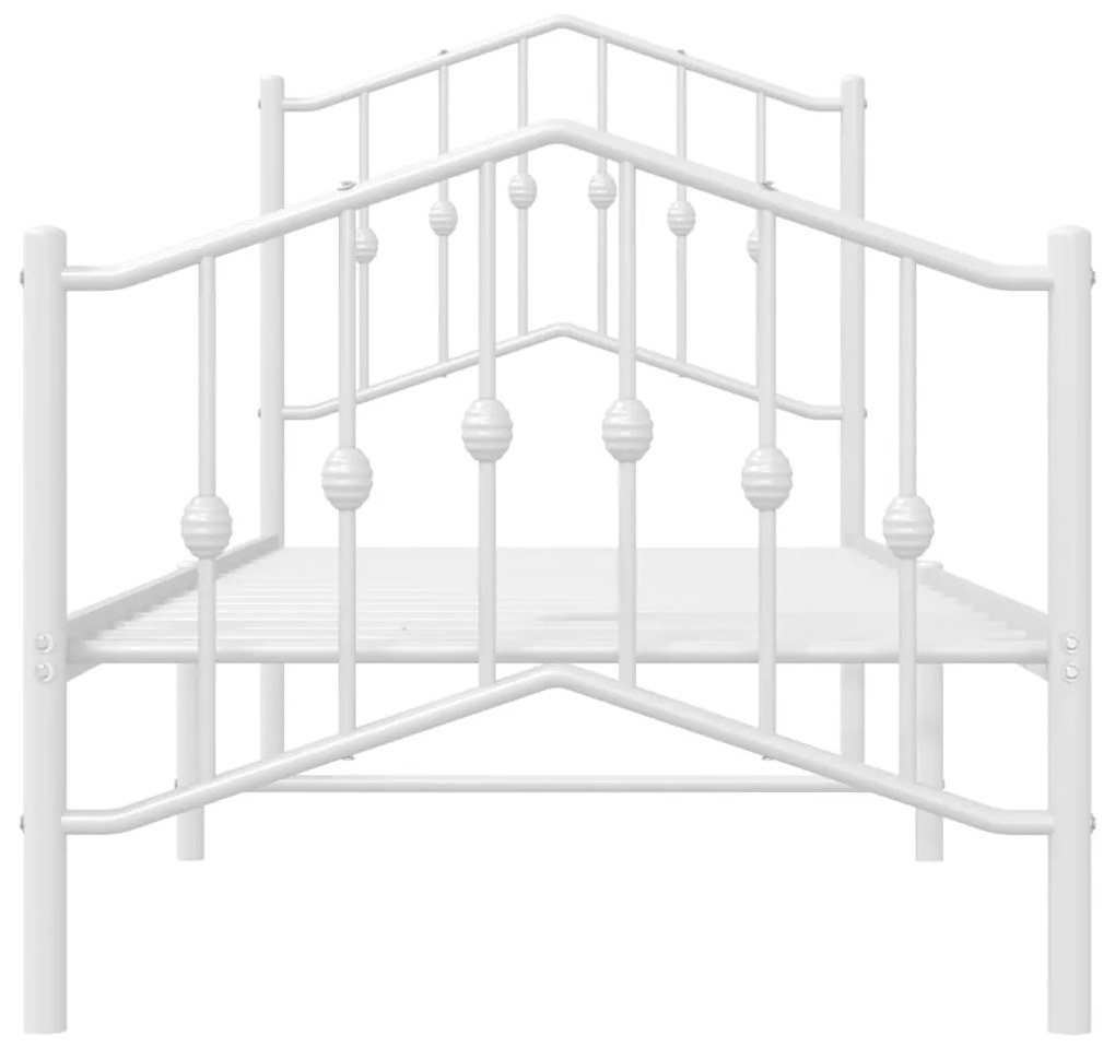 Estrutura de cama com cabeceira e pés 75x190 cm metal branco