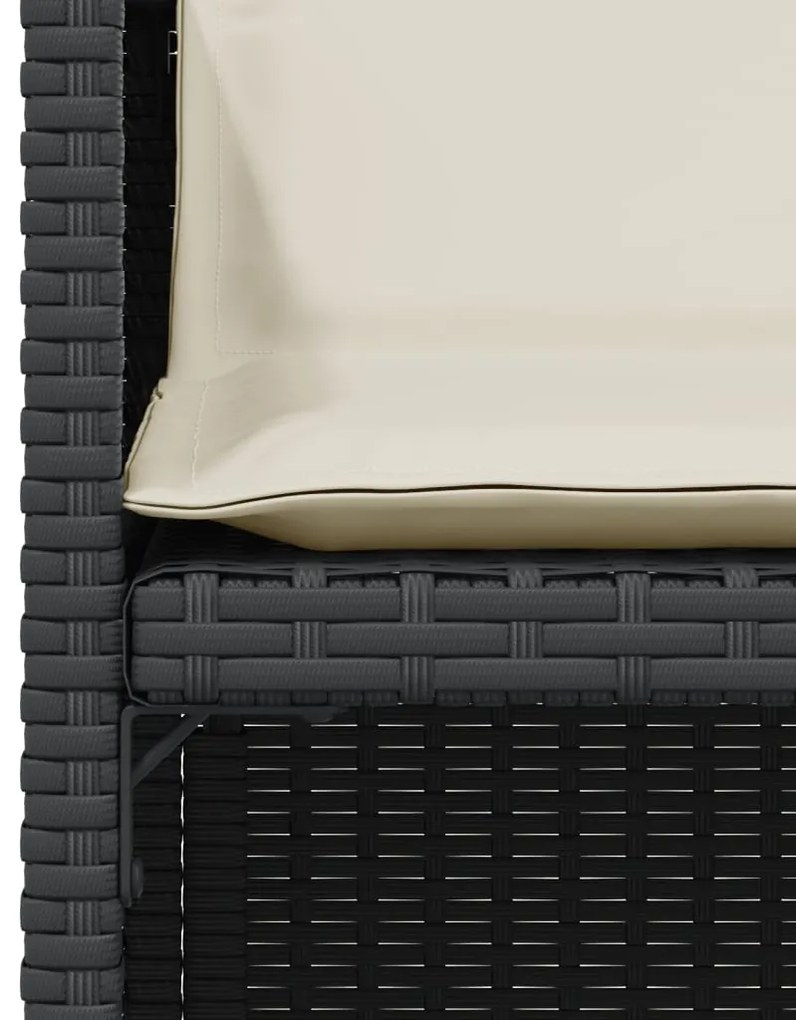 3 pcs conjunto de bistrô com almofadões vime PE preto