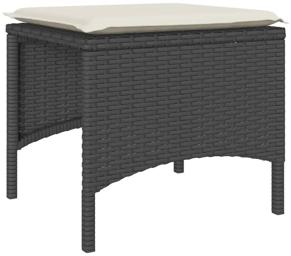 Sofá de jardim de 2 lugares com mesa e bancos vime PE preto