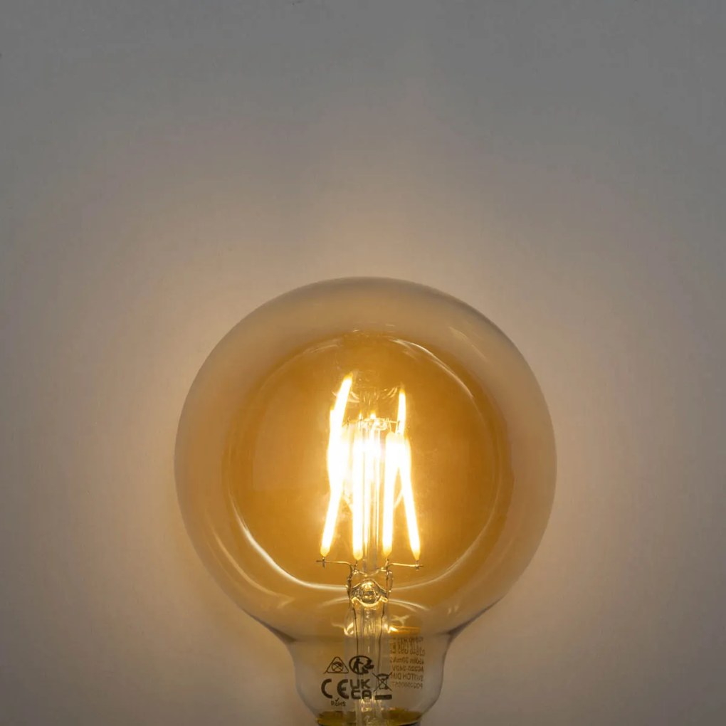 Conjunto de 5 Lâmpadas LED E27 reguláveis em 3 passos Dourada G95 4W 450 lm 2700K