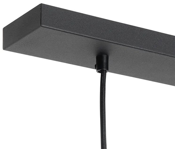 Candeeiro de suspensão Art Deco preto com vidro dourado oblongo 3 luzes - Pallon Art Deco