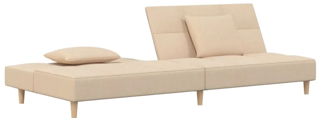 Sofá-cama 2 lugares com duas almofadas tecido cor creme
