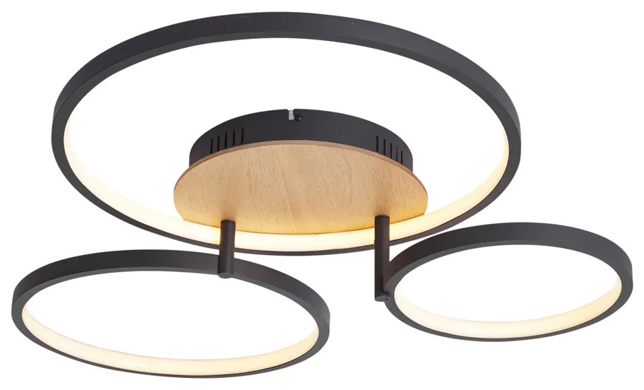 Candeeiro de Teto Moderno de Madeira Incl. LED Regulável em 3 Passos 3 Luzes - Rondas