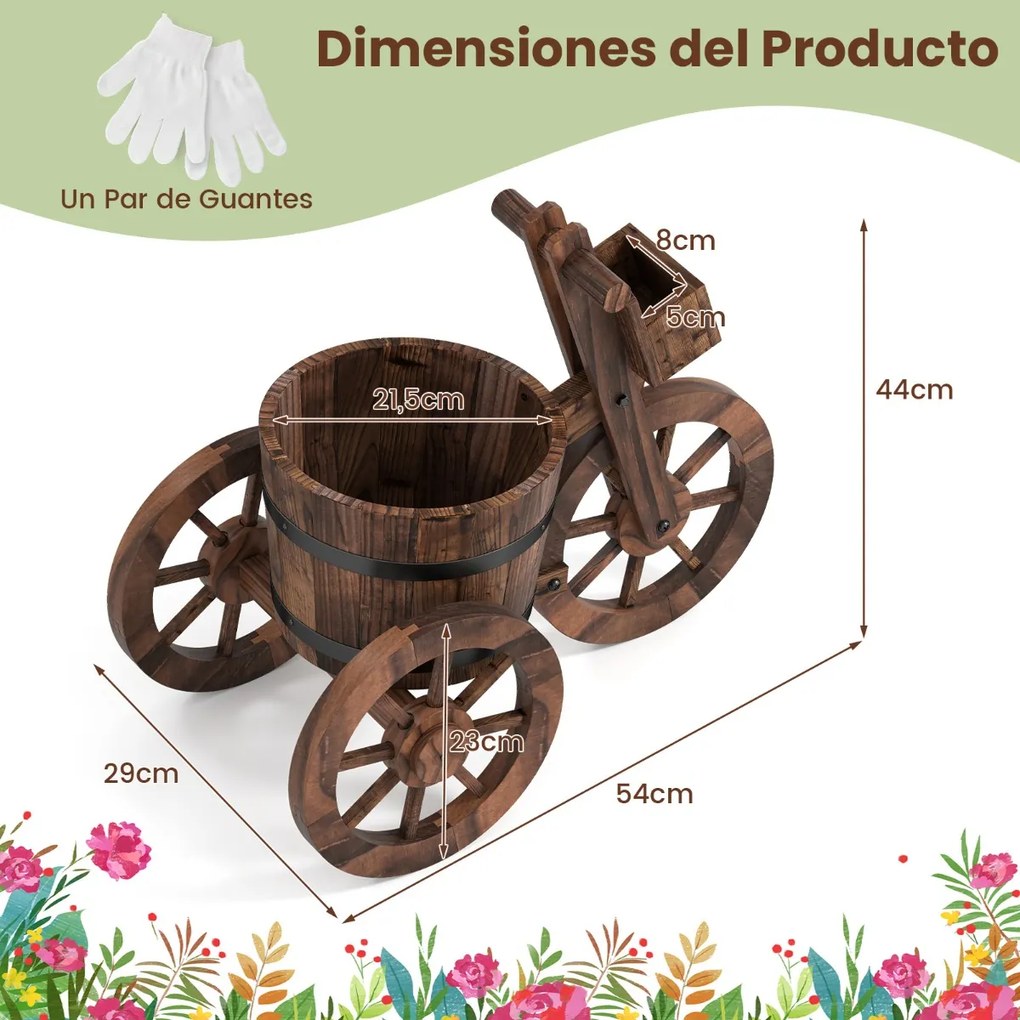 Floreira Triciclo, 54 x 29 x 44 cm, Caixa de Arrumação, Castanho