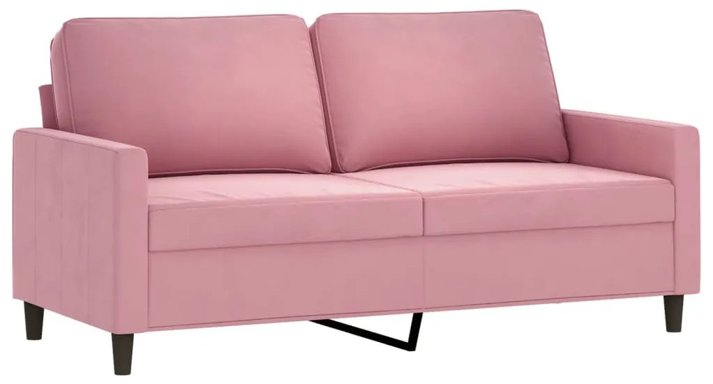 2 pcs conjunto de sofás com almofadões veludo rosa