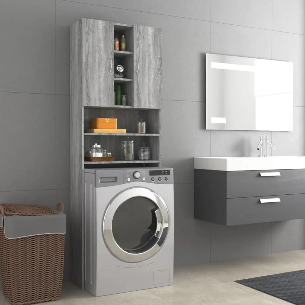 vidaXL Armário máquina de lavar roupa 64x25,5x190 cm sonoma cinza