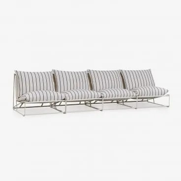Sofá Modular De Jardim De 4 Peças Amaro Tapioca Bege - Azul- Marinho - Sklum