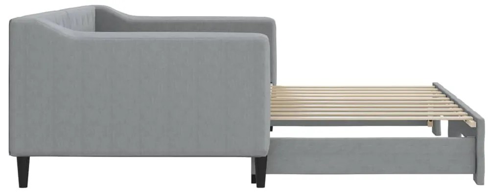 Sofá-cama com gavetão 90x190 cm tecido cinzento-claro
