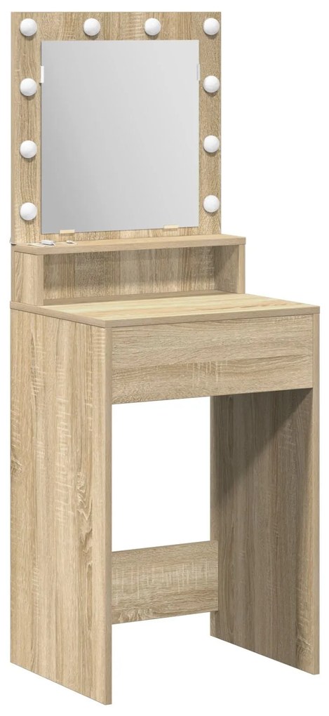 Mesa de Maquiagem com Luzes LED em Carvalho Sonoma, 50x41x135 cm