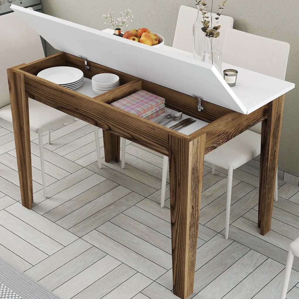 Mesa de Cozinha Kiev – Nogueira/Branco – 110x75x72 cm